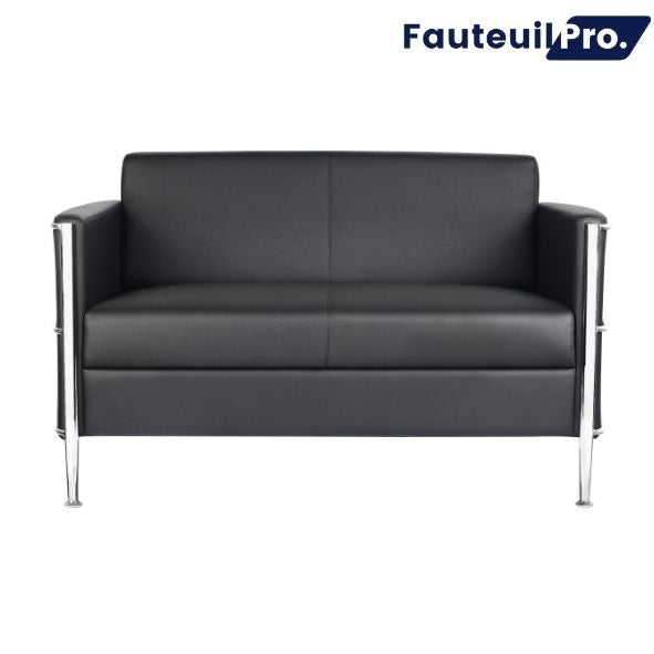 Fauteuil chauffeuse 2 places – Simili cuir noir