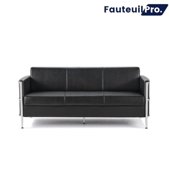 Fauteuil chauffeuse 3 places – Simili cuir noir