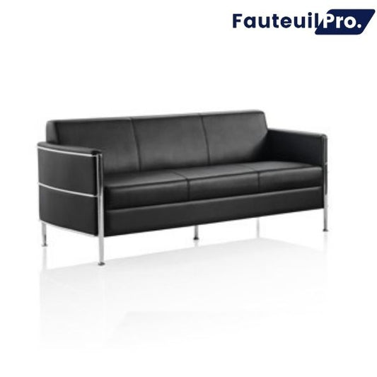 Fauteuil chauffeuse 3 places – Simili cuir noir
