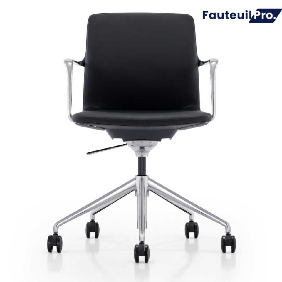 Fauteuil PARIS cuir Noir ou Beige - Dossier Mi-Haut