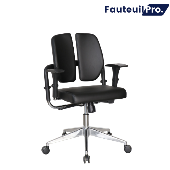 Fauteuil de travail ergonomique synchrone - Skai noir
