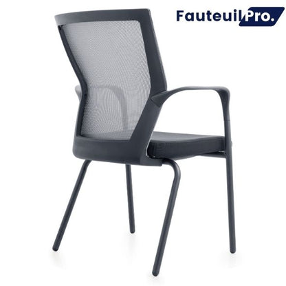 Chaise visiteur – Résille noire & piètement noir mat