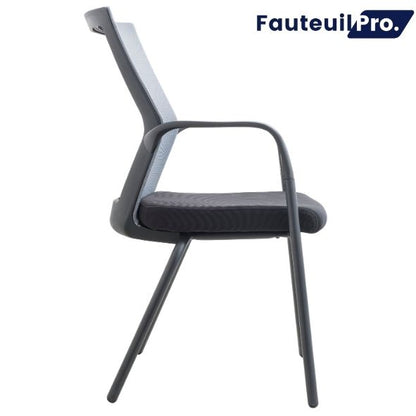 Chaise visiteur – Résille noire & piètement noir mat