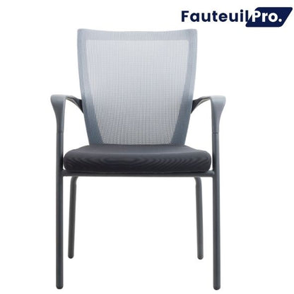 Chaise visiteur – Résille noire & piètement noir mat