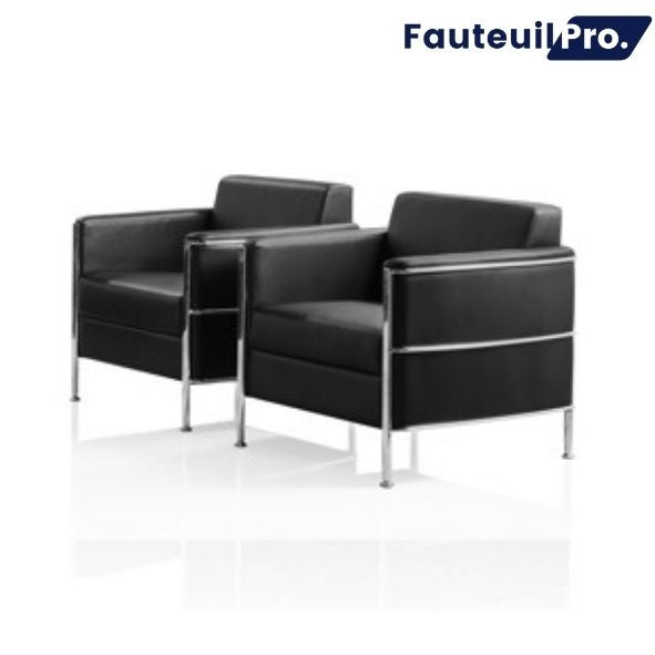 Fauteuil chauffeuse 1 place – Simili cuir noir