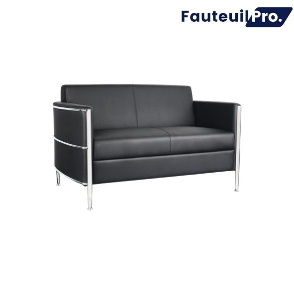 Fauteuil chauffeuse 2 places – Simili cuir noir