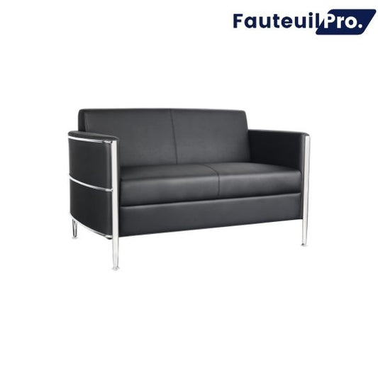 Fauteuil chauffeuse 2 places – Simili cuir noir