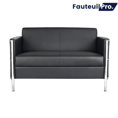 Fauteuil chauffeuse 2 places – Simili cuir noir