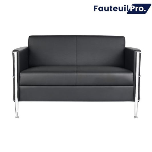 Fauteuil chauffeuse 2 places – Simili cuir noir