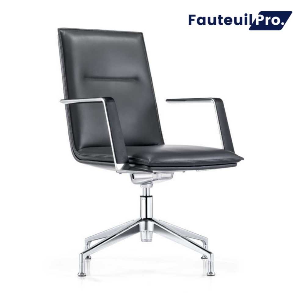 Fauteuil visiteur direction- Milan - Cuir Noir ou Gris