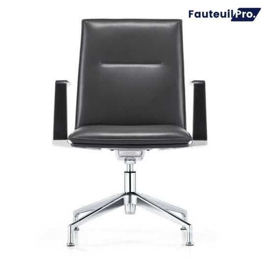 Fauteuil MILAN - Dossier Mi-Hauteur - En cuir Noir
