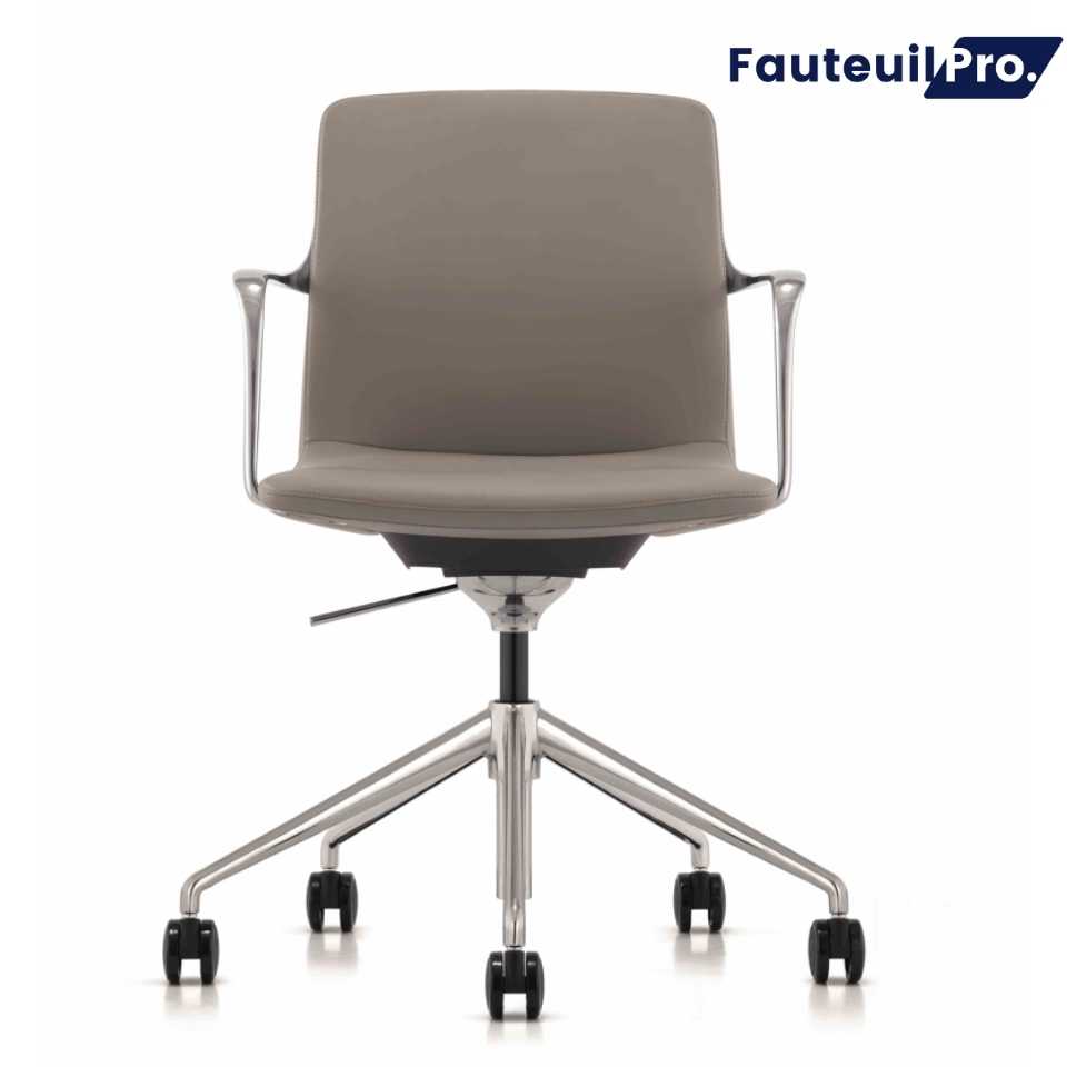 Fauteuil PARIS cuir Noir ou Beige - Dossier Mi-Haut