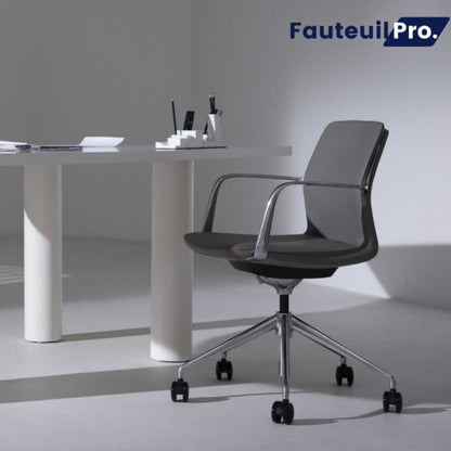 Fauteuil PARIS cuir Noir ou Beige - Dossier Mi-Haut
