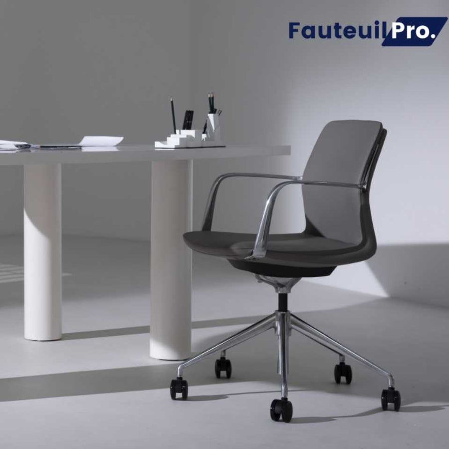 Fauteuil PARIS cuir Noir ou Beige - Dossier Mi-Haut