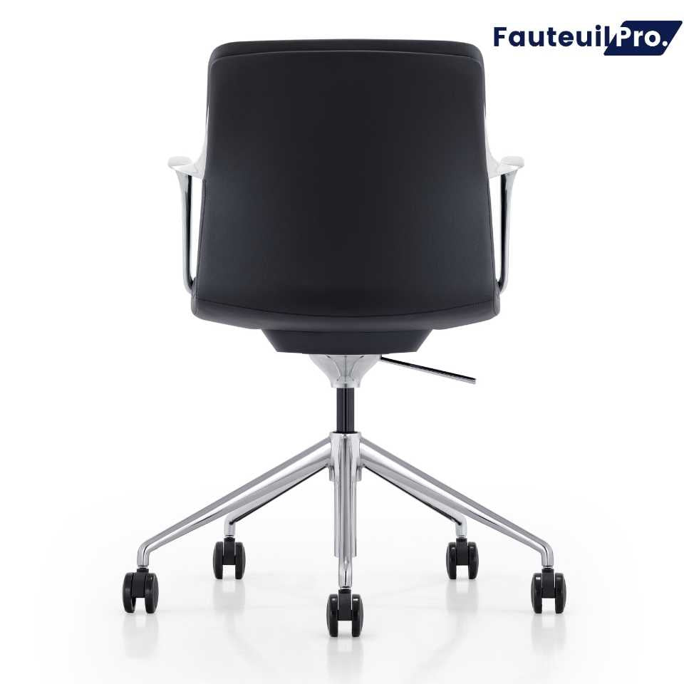 Fauteuil PARIS cuir Noir ou Beige - Dossier Mi-Haut