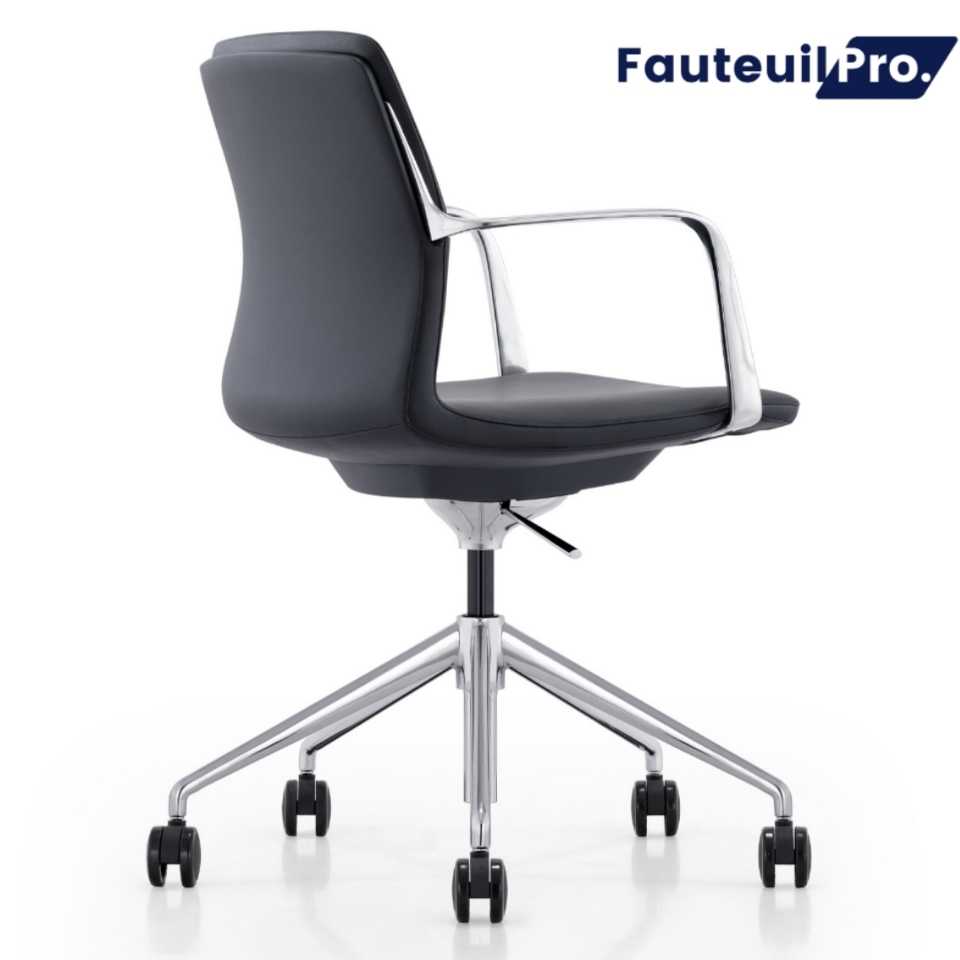 Fauteuil PARIS cuir Noir ou Beige - Dossier Mi-Haut