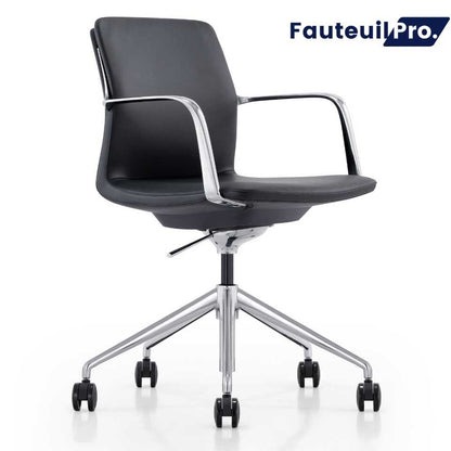 Fauteuil PARIS cuir Noir ou Beige - Dossier Mi-Haut