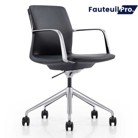 Fauteuil PARIS cuir Noir ou Beige - Dossier Mi-Haut