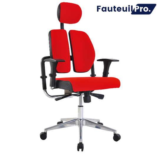 Fauteuil de travail ergonomique synchrone - Rouge