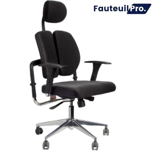 Fauteuil de travail ergonomique synchrone - Skai noir
