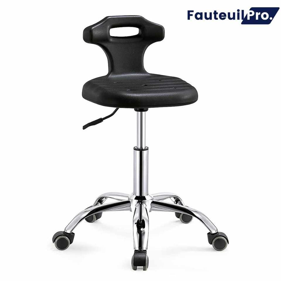 Tabouret Technique avec dossier haut & poignée sur roulettes - TR-DH&P